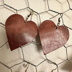 Leather Heart Earrings